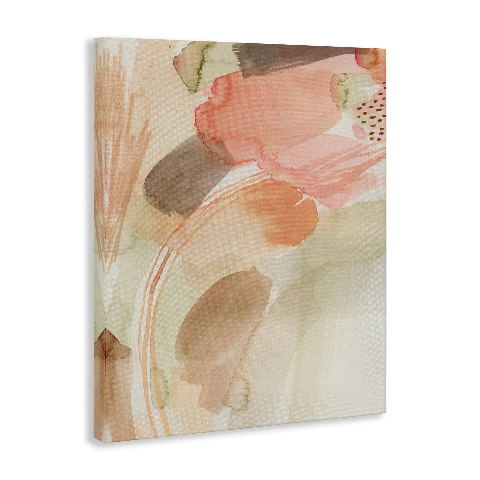 Stupell Industries Pink & Beige Abstraction Abstract Painting Wrapped Canvas Art Print Wall Art, 16 x 20