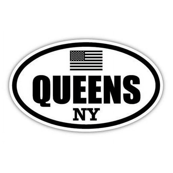 Queens NY New York Queens County Stealthy Subdued Old Glory US Flag Oval Euro Decal Bumper Sticker 3M Vinyl 3" x 5"