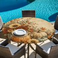 thumbnail image 6 of Round Table Cover 36-44 Inch Retro Pumpkins Fall Waterproof Reusable Table Cloth Round Fitted Vinyl Tablecloth with Elastic Edged for Parties Outdoors, Thanksgiving Chrysanthemum Leaves, 6 of 9