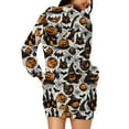 thumbnail image 6 of Women's Halloween Ghost Pumpkins Printed Hooded Sweatshirt Dress Casual Long Sleeve Pockets Loose Fit Dress, 6 of 6