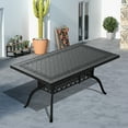 thumbnail image 2 of Hzzkey 59" x 35" Outdoor Cast Aluminum Dining Table, Umbrella Hole, Black, Rustproof for Patio/Deck, 2 of 7