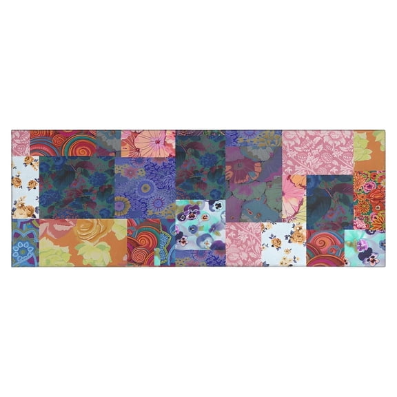 Colorful Pioneer Flower Patchwork Kitchen Rug Mat,Kitchen Runner Rugs Non Skid Washable,Decorative Kitchen Floor Mats for Kitchen,Sink,Laundry,17"X47"