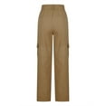 thumbnail image 4 of Wyobmus Women's Denim Cargo Pants Solid Color High Wiast Straight Leg Pants Button Casual Pants Khaki, 4 of 9
