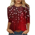 thumbnail image 2 of Tops for Women 3/4 Sleeve Valentine's Day Printed Casual Round Neck T-shirt Loose Shirt Multicolor XXXL, 2 of 5