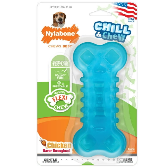 Nylabone Flexi Chew Chill & Chew Toy with Treat Pockets Chicken Blue Medium (1 Count)