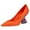 Orange, variant on Women Elegant Pointed Closed Toe Slip On Pumps Chic Gemstone Chunky Block Heel Bridal Party Wedding Dressy Shoes Size 6 Orange