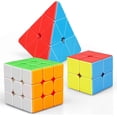 thumbnail image 1 of Set 3 Pack Magic Cube - Includes 3x3, 2x2 Cube, Pyramid Cube - Smoothly Puzzle Cube Collection for Kids Teens & Adults (Stickerless), 1 of 5