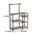 thumbnail image 5 of 52 Inch Wood Bakers Rack, Kitchen Shelf, 6 Hooks, Workstation, Brown, Black- Saltoro Sherpi, 5 of 10