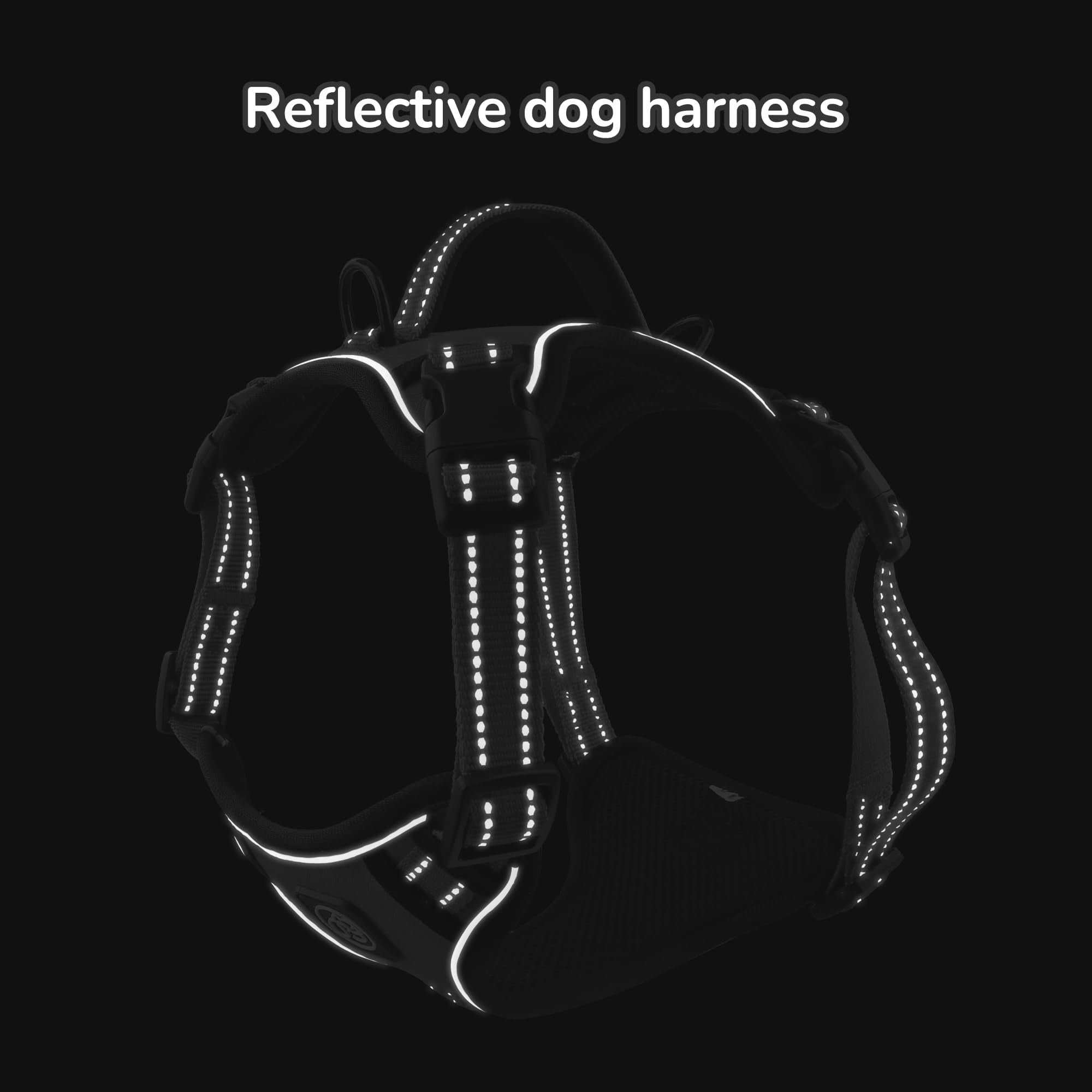 No Pull Dog Vest Harness With Handle  Adjustable Waterproof 4 Buckles Reflective Front & Clip For Small Medium Large Dogs (black Medium)