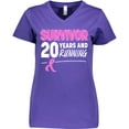 thumbnail image 3 of Inktastic Breast Cancer Survivor 20 Years and Running with Pink Ribbon Women's V-Neck T-Shirt, 3 of 5