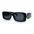 thumbnail image 5 of Womens Luxury Narrow Rectangle Designer Plastic Thick Arm Sunglasses Black Gold - Black, 5 of 8