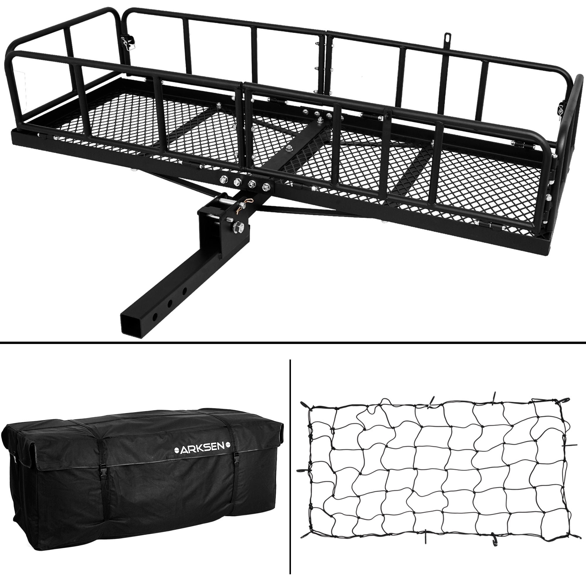ARKSEN 60" x 20" x 12" Hitch Mount Cargo Carrier Folding Cargo Rack 500