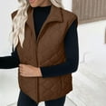 thumbnail image 6 of ZQGJB Womens Lightweight Puffer Vest with Pockets Full Zip Up Lapel Stand Collar Quilted Jacket Winter Warm Puffy Vests Outerwear Tops Brown S, 6 of 9