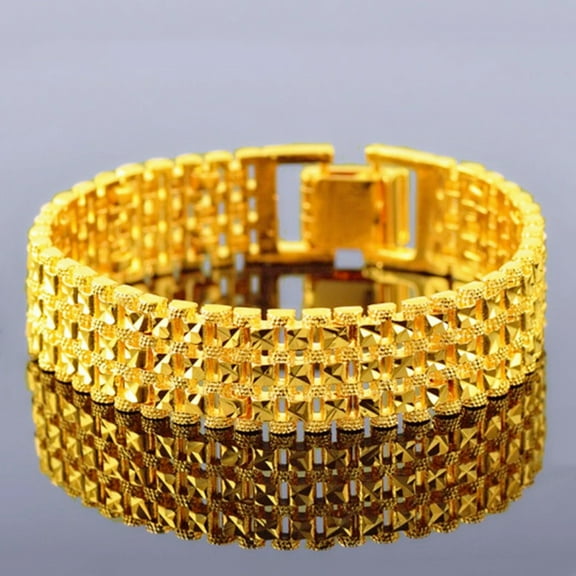 Men's Bracelet for Men16MM Male 14K Yellow Gold Chain Link Bracelets 20CM Casual Star Link Jewelry Pulseiras
