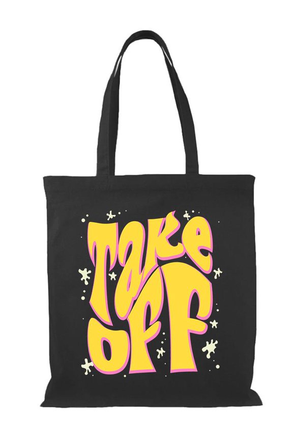 Take Off Groovy Art Tote Bag - Image by Shutterstock, One Size Cotton Canvas Tote Bag
