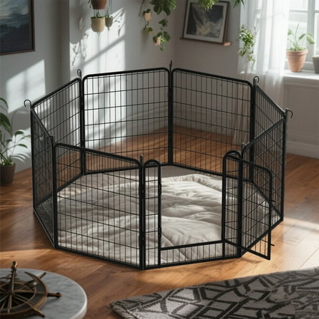 YIYADO 8 Panels Heavy Duty Metal Playpen with door,31.7"H Dog Fence Pet Exercise Pen for Outdoor, Indoor
