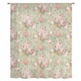 thumbnail image 2 of Pink Flowers Sheer Curtains 45 Inches Long, Green Country Botanical Floral Leaves Light Filering Curtains, Breathable Simi Curtain Privacy Drapes for Kitchen Bathroom Small Window Treatment, 2 of 9