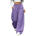 thumbnail image 5 of Khunlpohl Women's Wide Leg Sweatpant Elastic Waist Casual Loose Pants Workout Running Sports Sweatpants with Pockets, 5 of 8