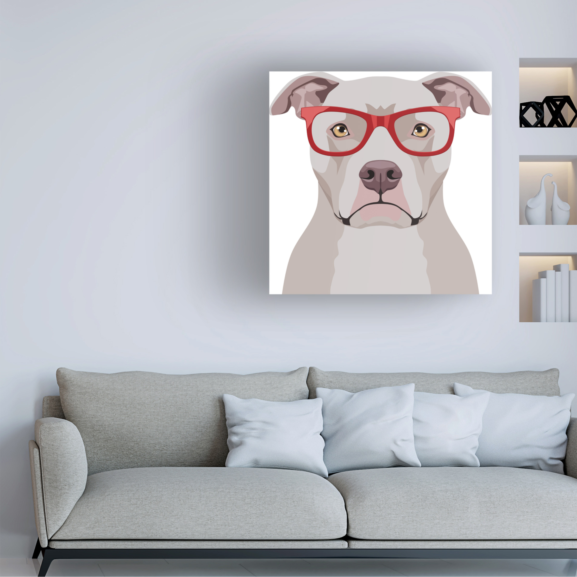 Furbaby Affiliates 'Pitbull Wearing Hipster Glasses' Canvas Art