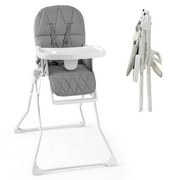 Gymax Foldable High Chair Easy Clean Compact Highchair w/ Removable Adjustable Tray Gray