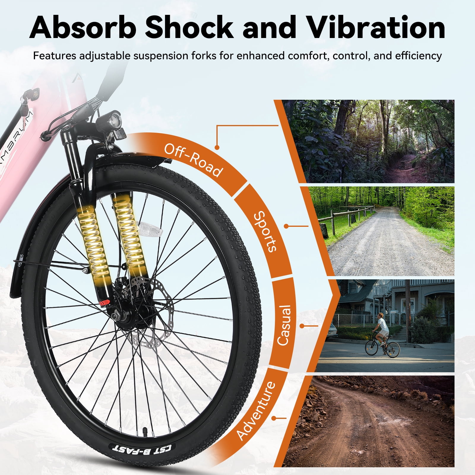 HILAND 26" Electric Bike for Adults with 500W Brushless Motor, 40Miles 20MPH Electric Mountain Bike with 36V 7.8AH Removable Battery UL2849,Pink