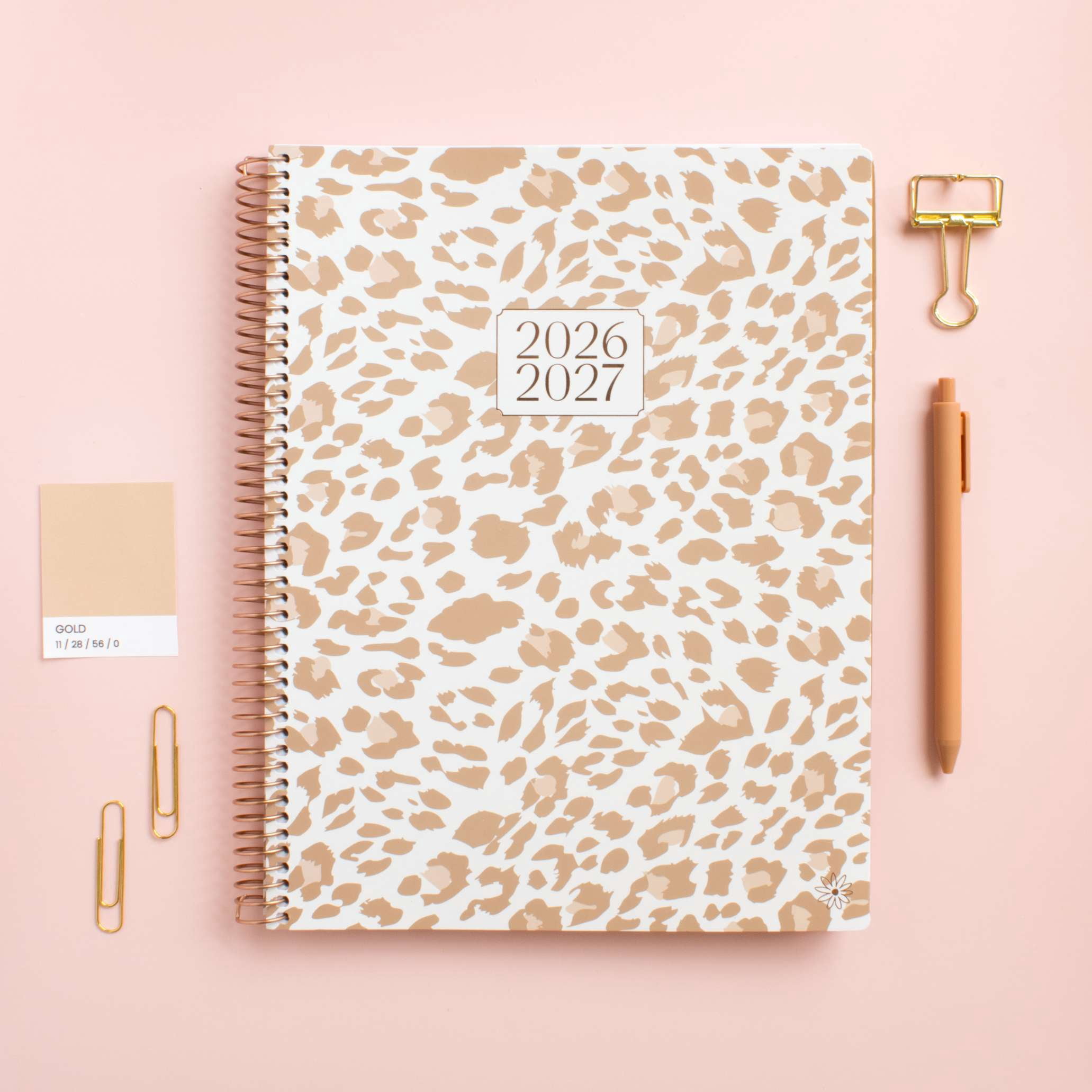 bloom daily planners 2026-2027 Academic Planner, 13 Month Monthly & Weekly, 8.5" x 11" Soft Cover, Stickers Included, Tan Leopard
