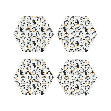 

Tideii whiter cute penguin for Leather Coasters 4 Pieces Anti-fouling and Anti-scalding Decorative Coasters Suitable for Restaurants Kitchens Coffee Shops-Hexagon