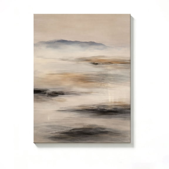 FLASHLUMI 8x12 Inch Misty Mountain Lake Abstract Landscape Art Print Canvas Wall Art, Serene Zen Nature Decor for Living Room Bedroom, No Frame