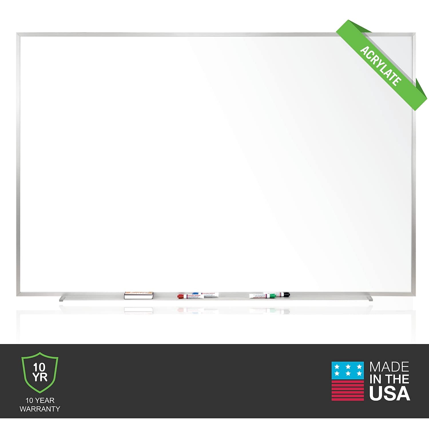 Ghent 36.5" x 60.5" Silver Aluminum Frame Non-Magnetic Whiteboard