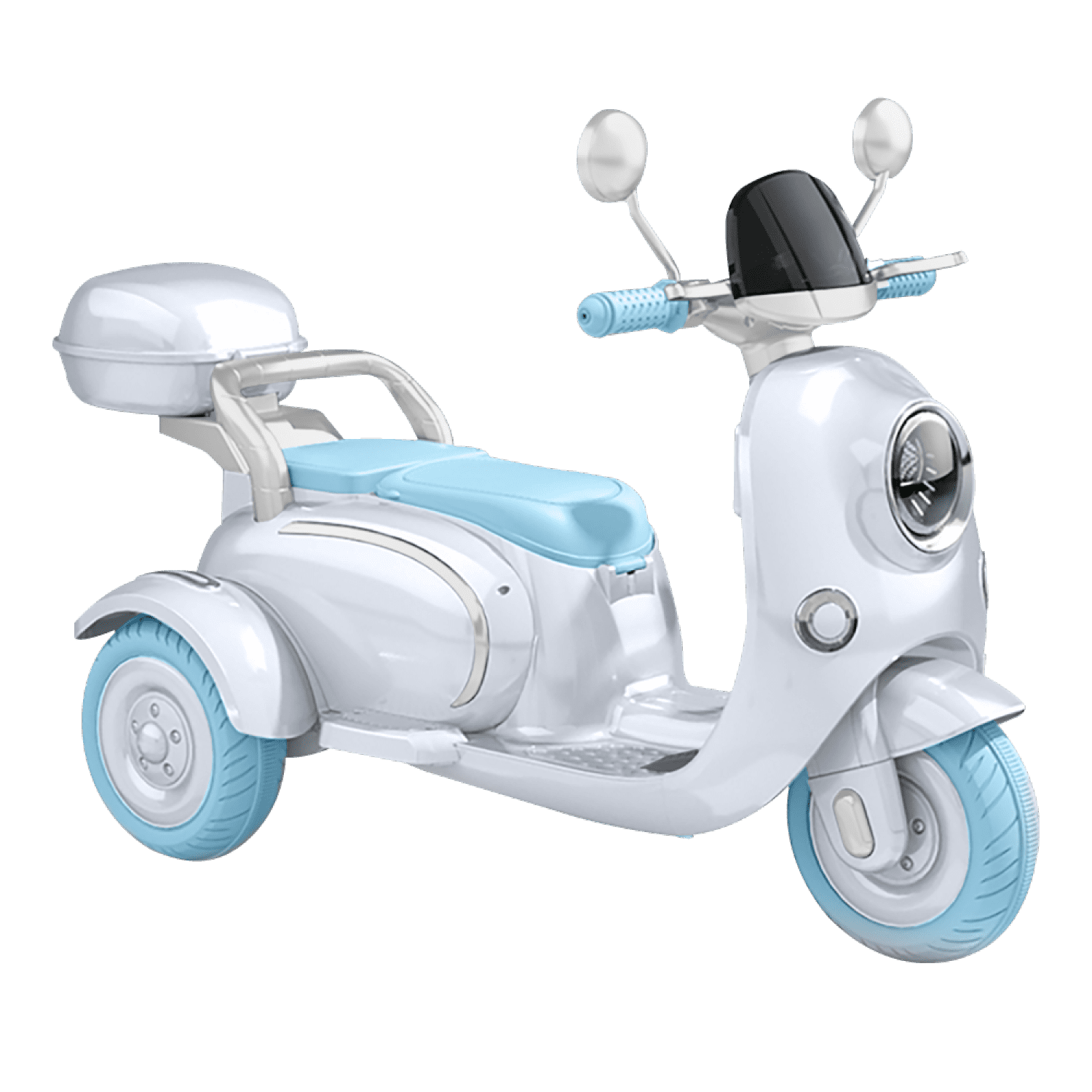 Ambifirner 12V Ride On Motorcycle:Electric Moped Scooter, 3 Wheels Eectric Motorcycle with Mp3, Bluetooth, Headlight, Storage Box