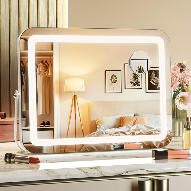 Espejo de Tocador MINISO 14 x 11 cm con Luz LED y Lupa 5X