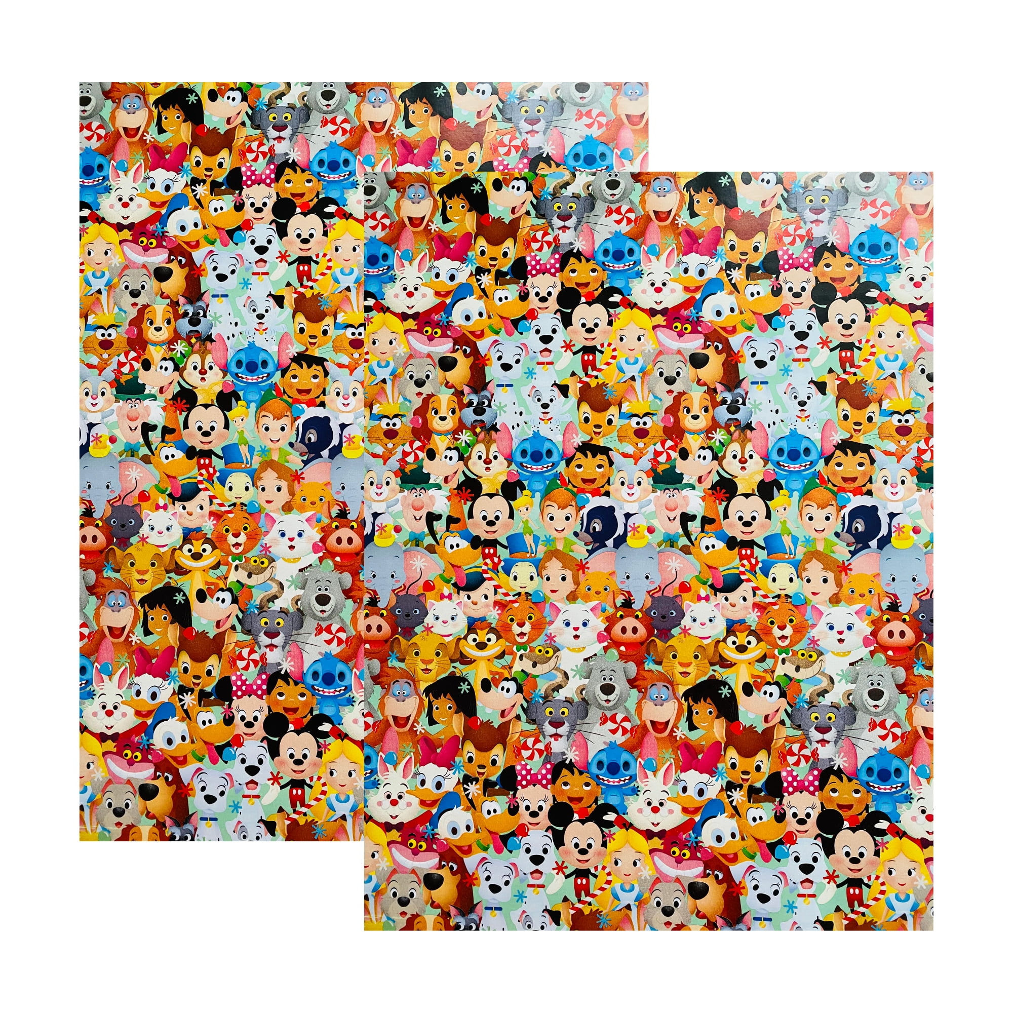 Disney Character Theme Wrapping Paper, 2 Roll Pack, Premium Gift Wrap