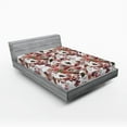 thumbnail image 2 of Ambesonne Floral Design Fitted Sheet, Colorful Dream Flower, King Size, Dark Coral Cocoa Hot Pink, 2 of 5