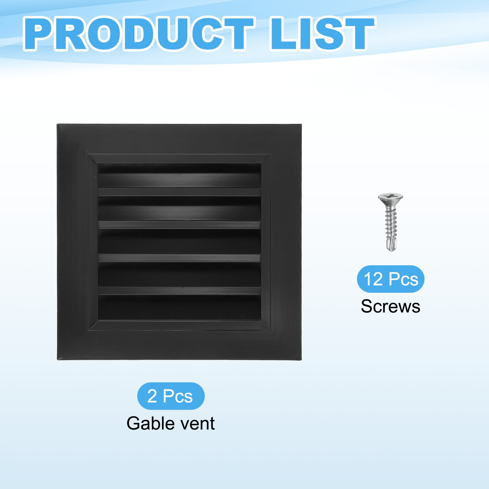 Uxcell 10x10 Inch Gable Vent, 2PCS Aluminum Alloy Wall Shed Vents with Strainer, Black