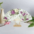 thumbnail image 4 of Unique Bargains 1 Pc Floral Folding Fan for Masquerade Purple Green Silk Fabric, 4 of 5