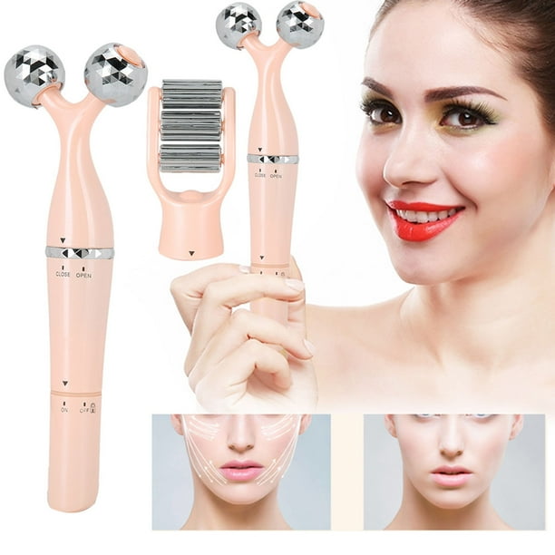 Masajeador facial en V rodillo de masaje facial rosa para estiramiento facial levantamiento de ojos Demonsen None