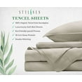 thumbnail image 4 of STYLINEN 100% Tencel Sheets King Size Bed Sheets 5pc Set, 100% Eucalyptus Lyocell Sheets Set, Silky Soft, Breathable, 16" Deep Pockets, 2 Fitted, 1 Flat, 2 Pillowcases (Split King, Ivory), 4 of 7