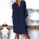 thumbnail image 2 of Vestido Informal de Mujer Con Botones, Cuello en V, Manga Larga, Hasta La Rodilla Odeerbi  ODB115031, 2 of 4
