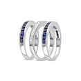 thumbnail image 2 of 2.25 Carat (Ctw) Lab-Created Blue Sapphire and White Sapphire Three Band Ring Set Sterling Silver for Women, 2 of 6