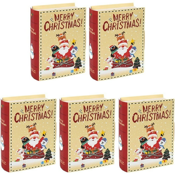 5Pcs Christmas Book Shaped Candy Boxes Paper Gift Boxes Wedding Favor Boxes Candy Storage Boxes Packing Boxes Decoration for Wedding Christmas Birthday Party