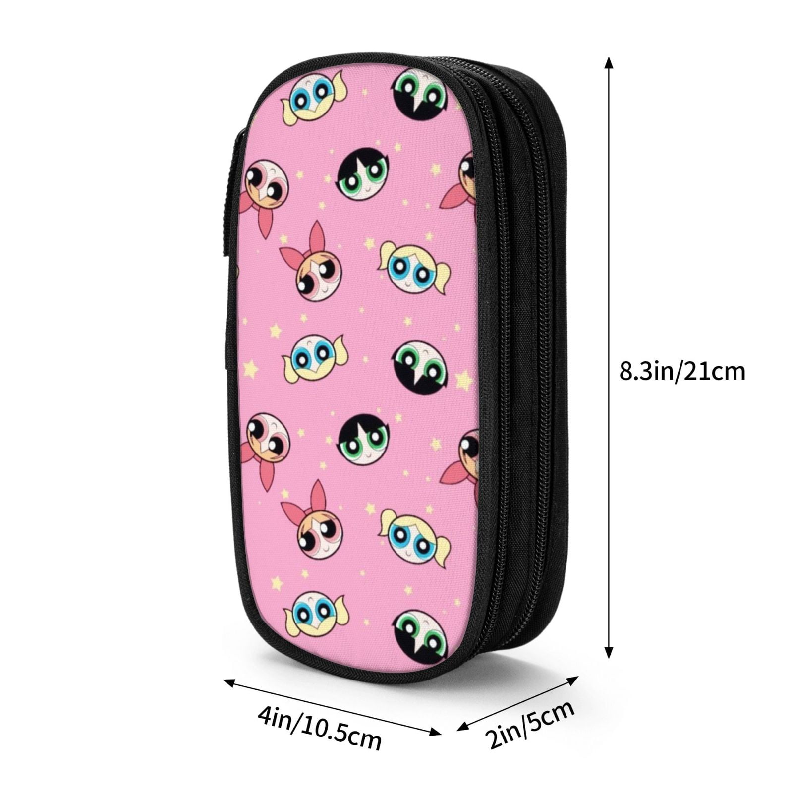 The Powerpuff Gi-rls Pencil Case Large Capacity Pencil Pouch Penbag Office Stationery Organizer Travel Makeup Bag Black