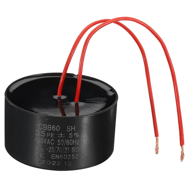 Condensador de funcionamiento Uxcell CBB60 35uf, AC 450V 50/60Hz con 2 cables rojos de 17 cm para bomba de agua