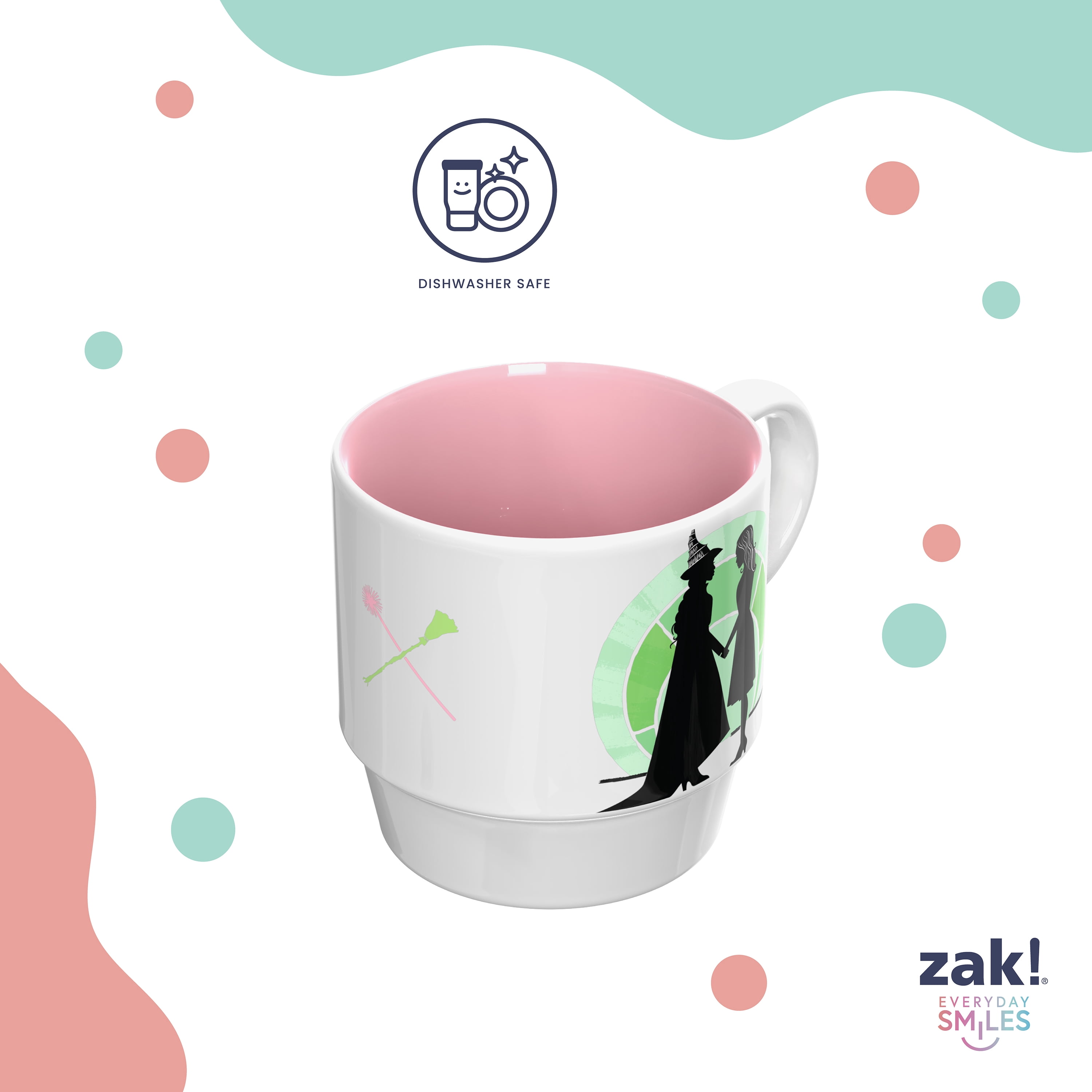 Zak Designs 14oz 4pc Wicked Ceramic Stacking Mugs in Wire Rack