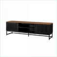thumbnail image 4 of TV Furniture | 63 Inch Mid Century Modern Black TV Stand with Slatted Grille Doors & Storage | MDF | TV Size 60-69 Inches, 4 of 14