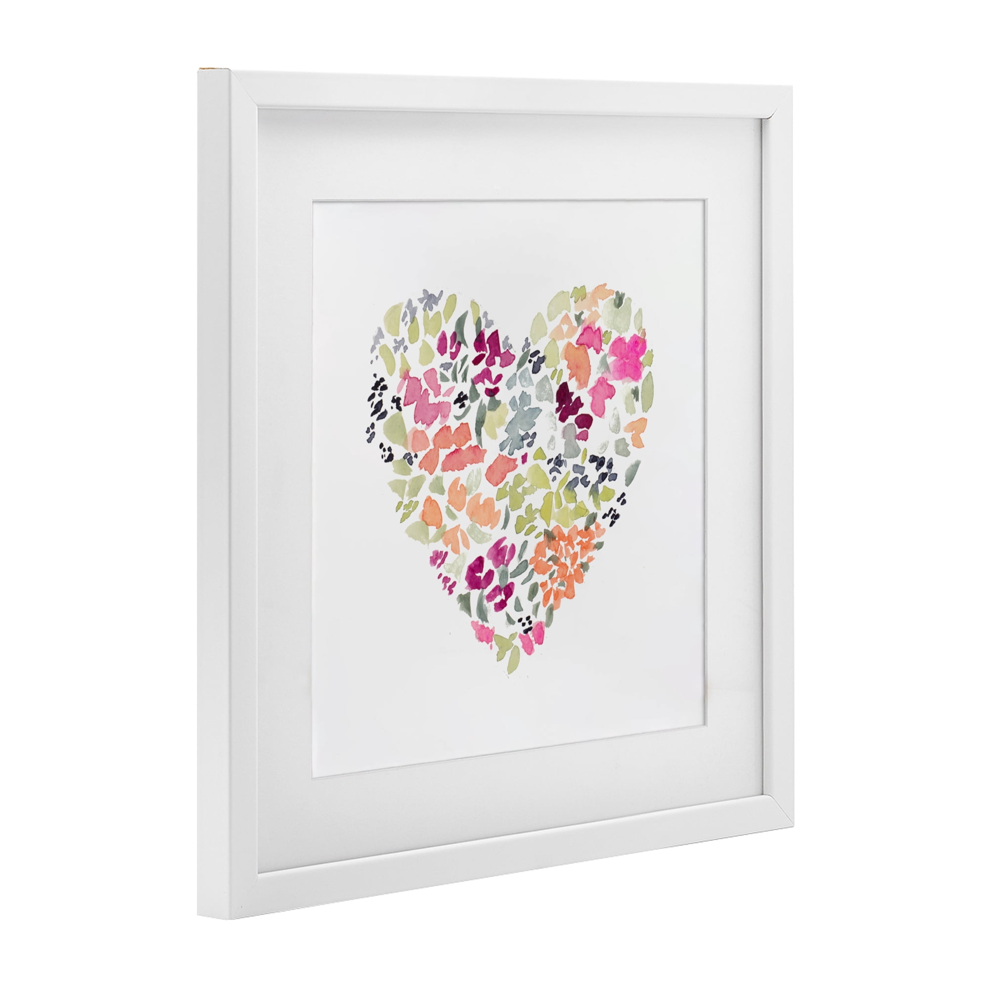 Stupell Industries Blooming Pastel Heart White Framed Print Under Glass, design by Lanie Loreth