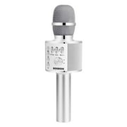 BONAOK Wireless Bluetooth Karaoke Microphone, Portable Handheld Mic Speaker Machine for Home Party Birthday All Smartphones (Q37 Silver)