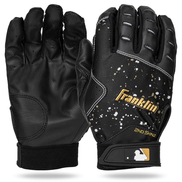 Guantes de bateo Franklin Sports 2nd Skinz Drip Black + Gold