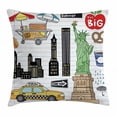 thumbnail image 1 of Doodle Throw Pillow Cushion Cover, New York City Manhattan Statue of Liberty The Big Apple Hot Dog Stand Sketch Style, Decorative Square Accent Pillow Case, 24 X 24 Inches, Multicolor, by Ambesonne, 1 of 2