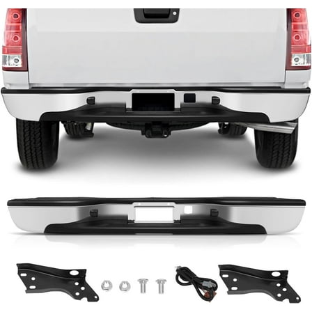 SCITOO Rear Step Bumper Comes without Parking Sensor Holes Replacement 1999-2006 for Chevrolet Silverado for GMC Sierra 1500 Chrome 12496085 GM1103122