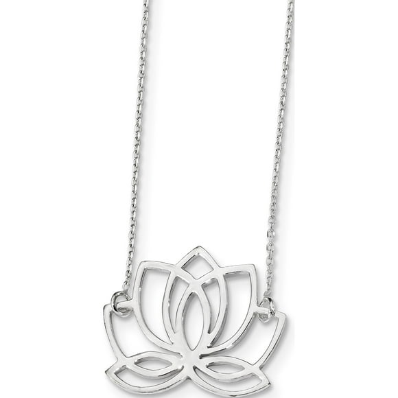 925 Sterling Silver Polished Lotus Flower 18 inch Necklace
